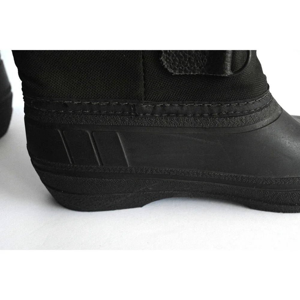 LL Bean Women's Black Canvas Pull On Mid Calf Drawstring Winter Boots Size 7 - Picture 13 of 16